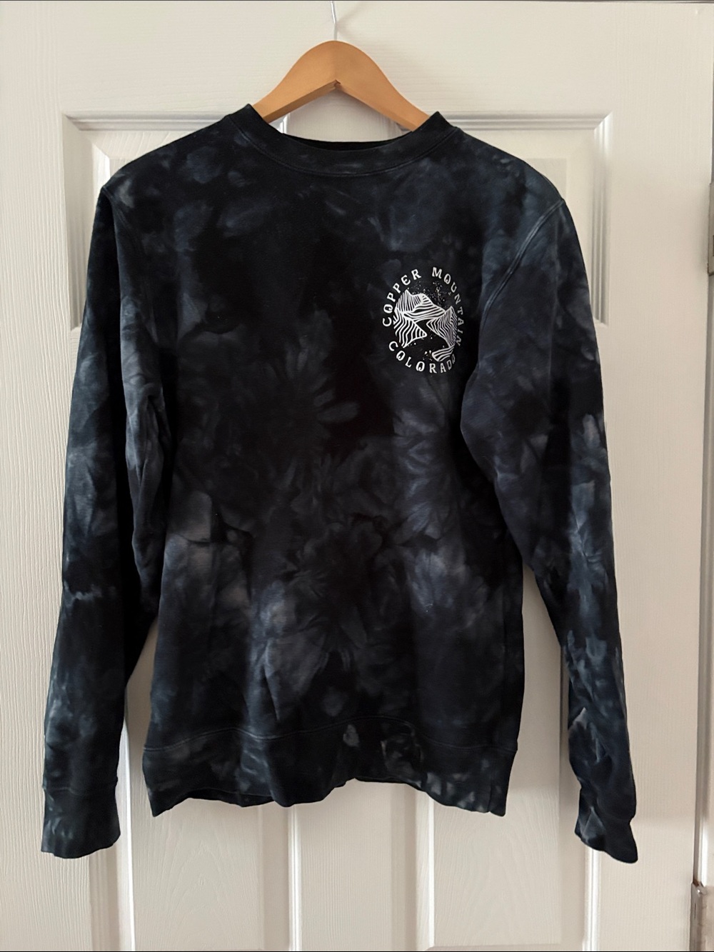 Unisex Black Tie-Dye Crewneck Sweatshirt